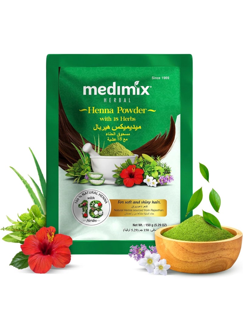 Medimix Henna Powder with 18 Herbs - For Soft & Shiny Hair - 100% Natural Hair Color - Controls Damage and Keeps Hair Moisturized - 150 gm - Image 3